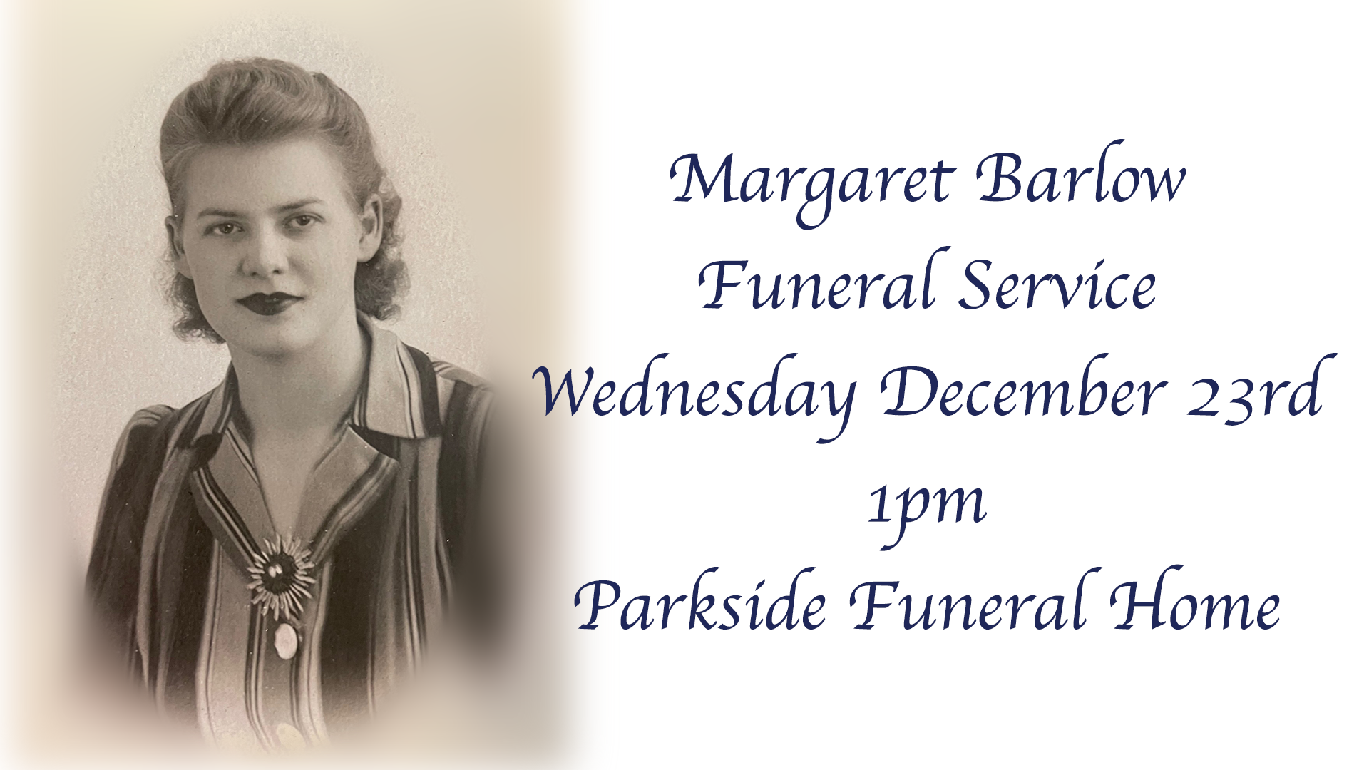 Margaret Barlow Funeral Service