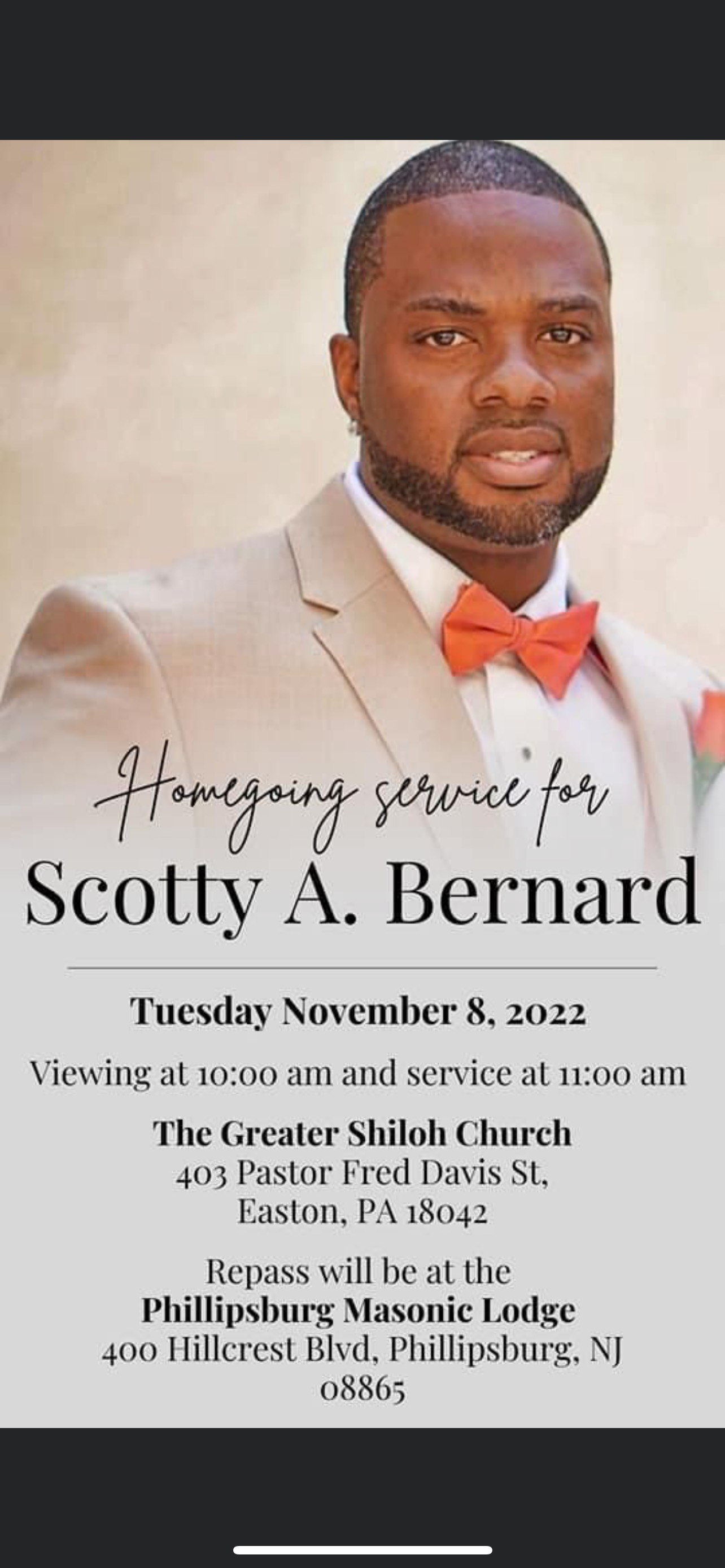 Home Going Service For Scotty A Bernard