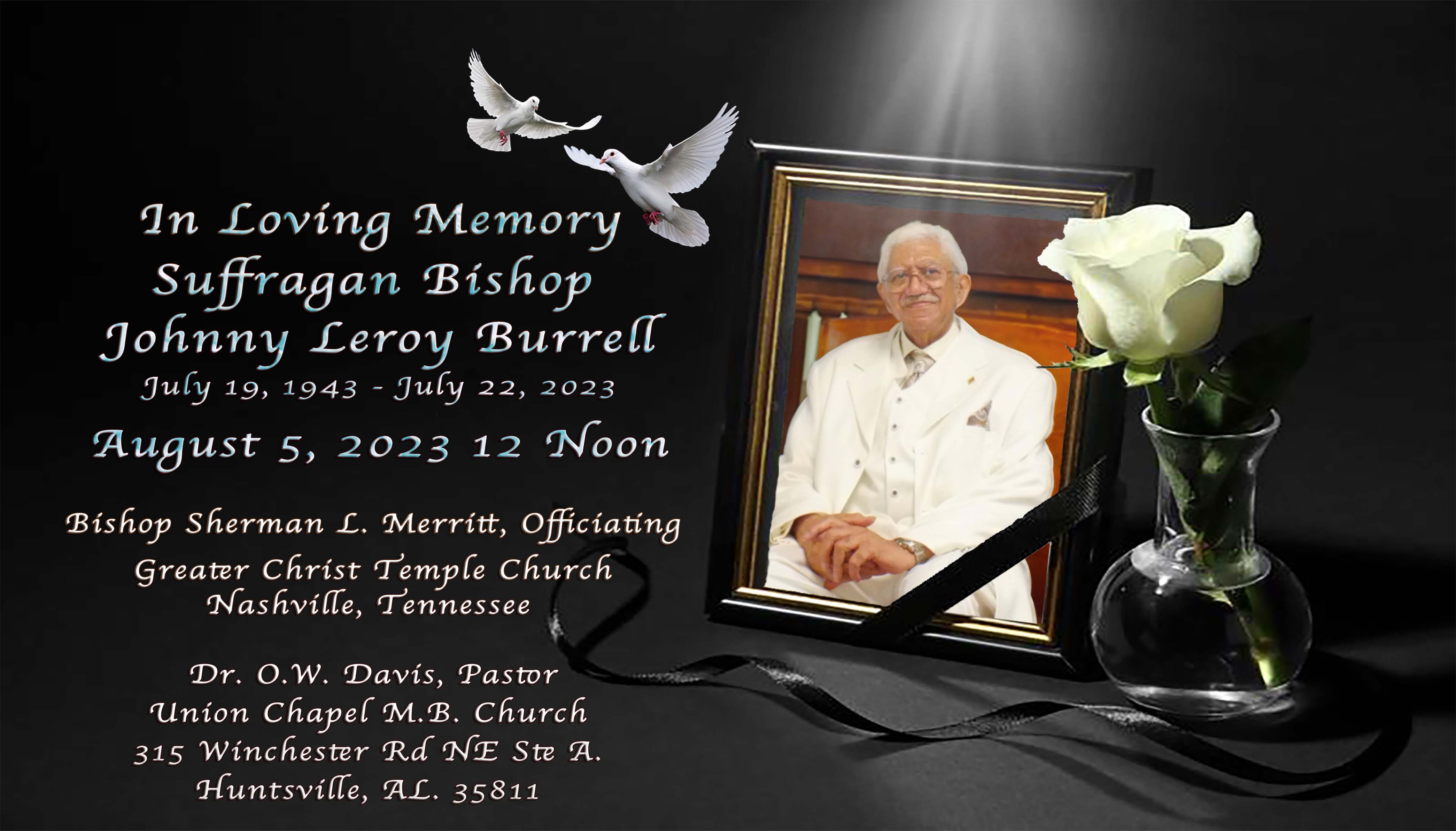 5 August 2023 In Loving Memory Suffragan Johnny Leroy Burrell